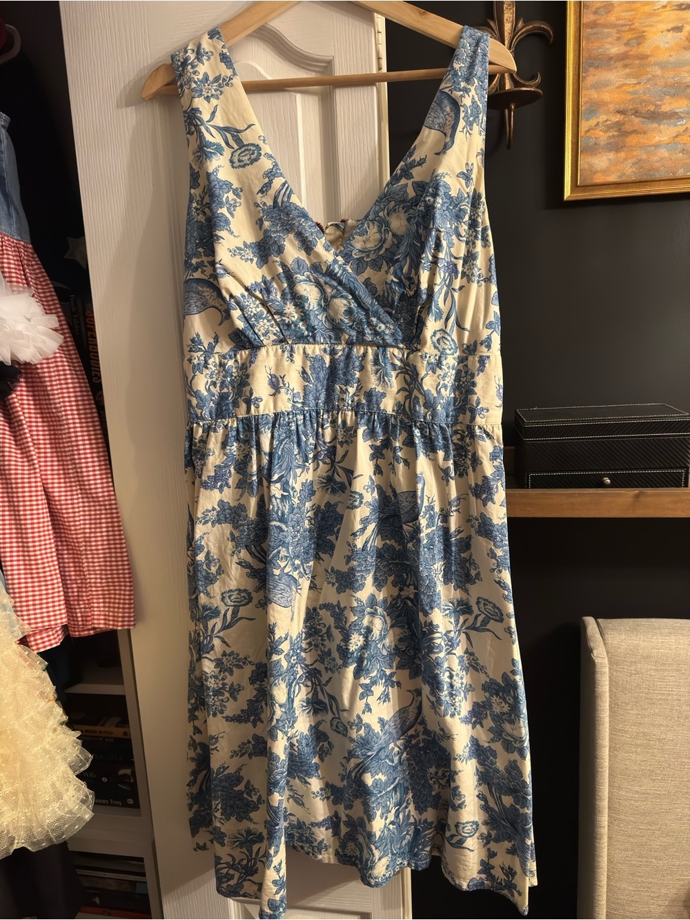 Blue and white China pattern fit and flare